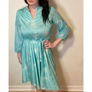 Vintage Carlo Reni Turquoise Floral Dress